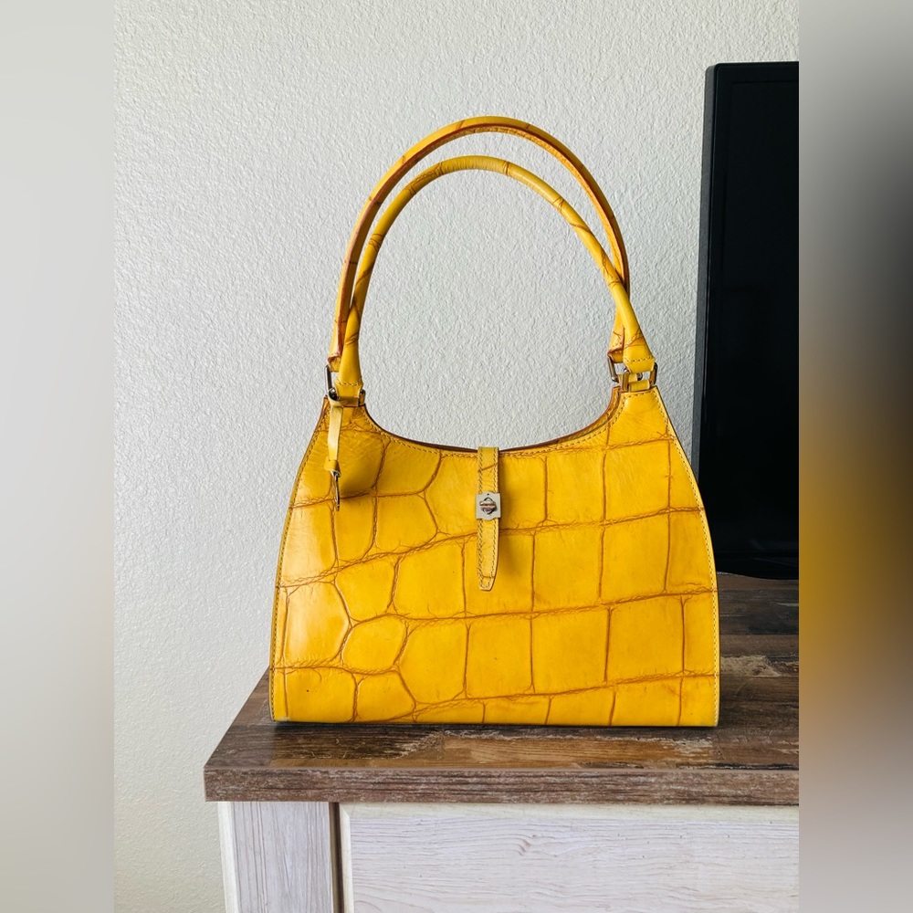 Dooney & Bourke Croc Embossed Alto Leather Shoulder Bag -MADE IN ITALY